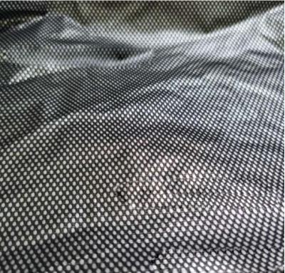 SZ YF Mesh Composite TPU Silver Film Clip Mesh Composition: Polyester Weight: 75g Yarn Count: 75D*75D 2.5ply front view